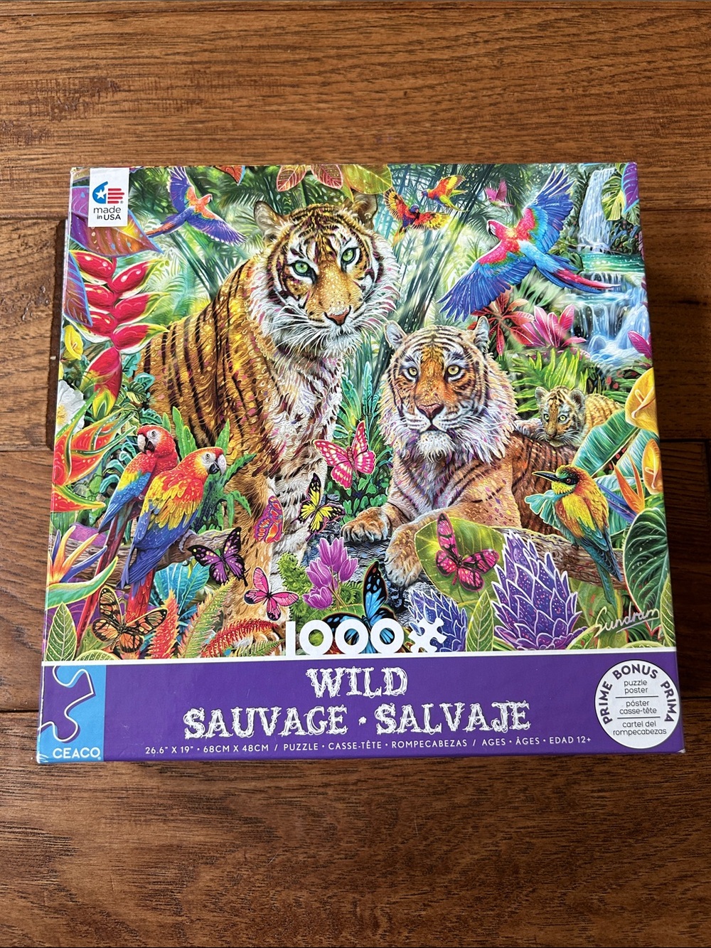 Ceaco 1000 Piece Wild Interlocking Jigsaw Puzzle Tigers Jungle Animals
